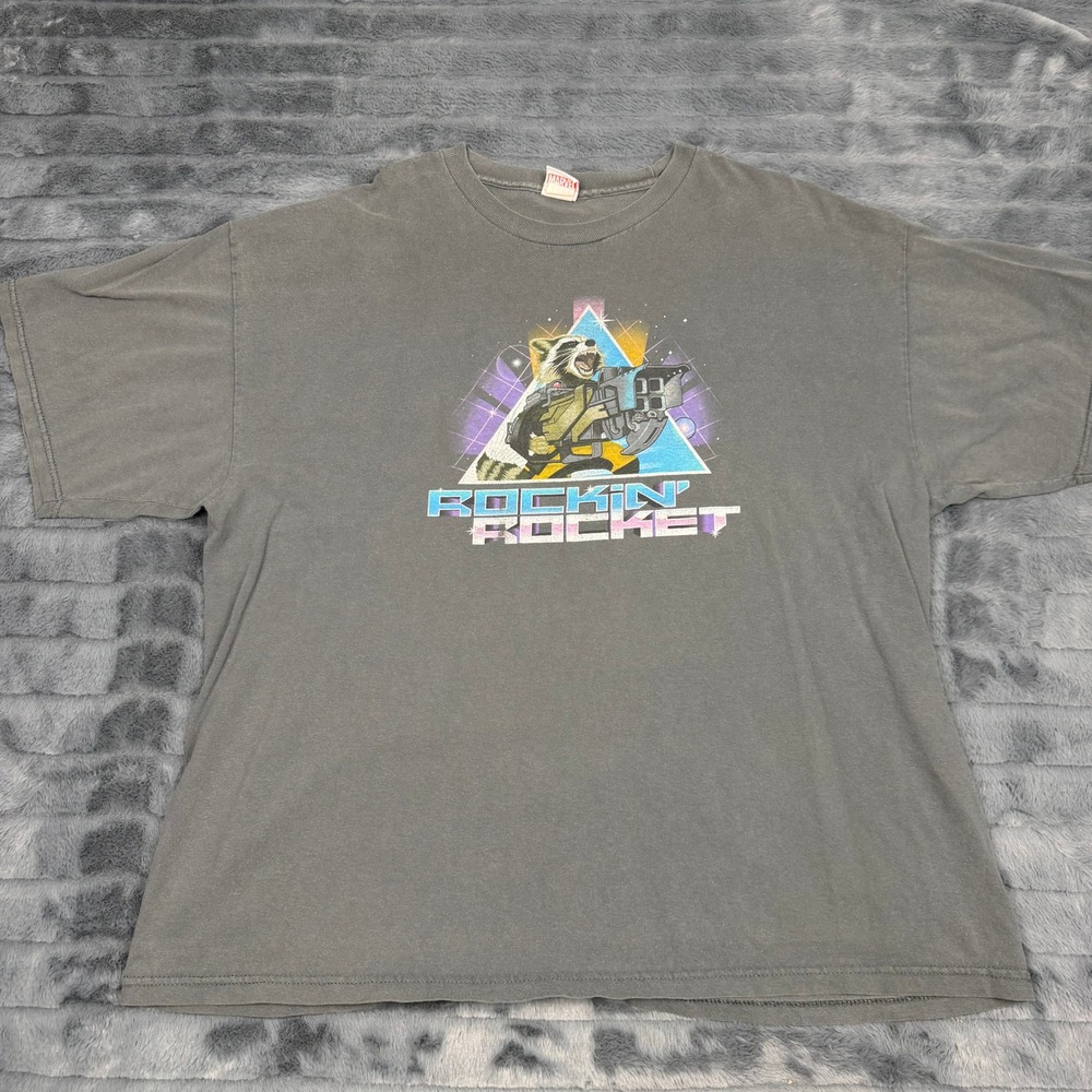Marvel Guardians of the Galaxy Rockin Rocket Raccoon T-Shirt Gray Mens 2XL